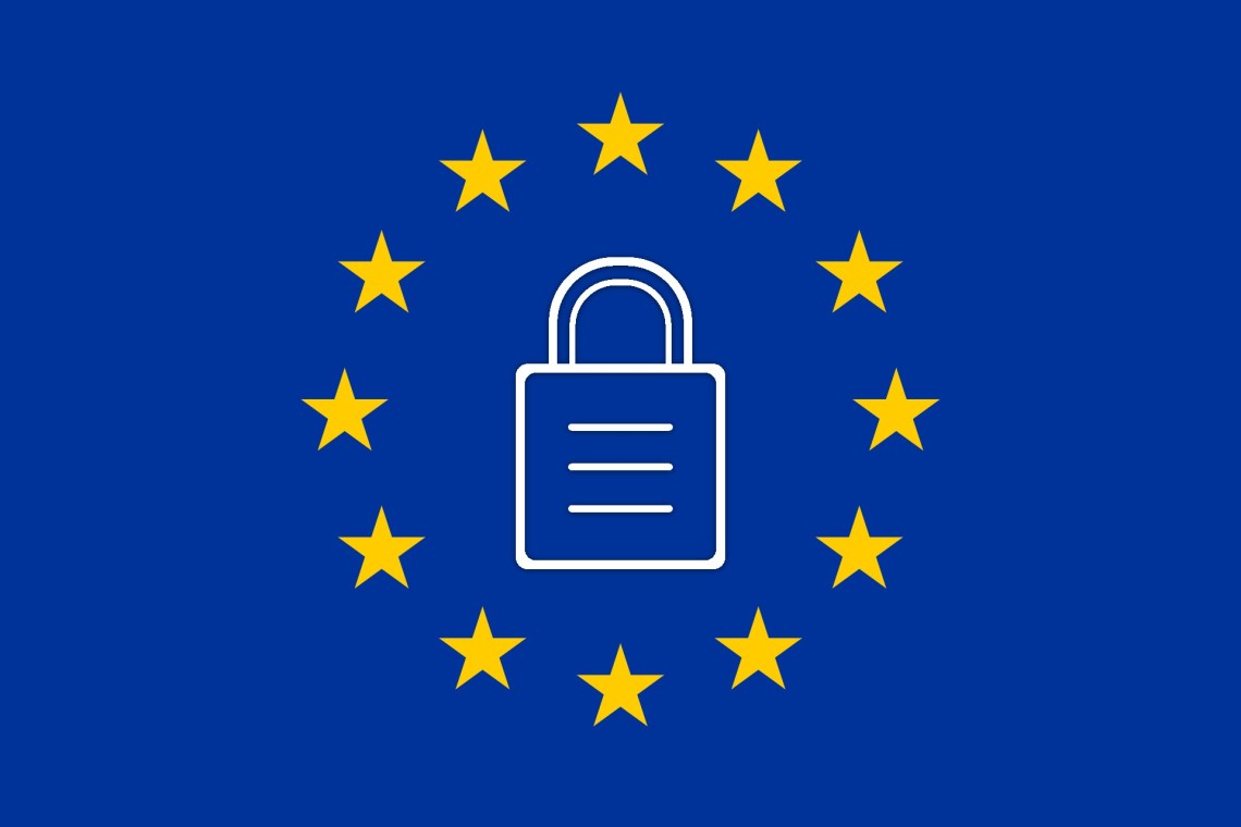 [IMAGE] The EU flag with a padlock inside the circle of yellow stars